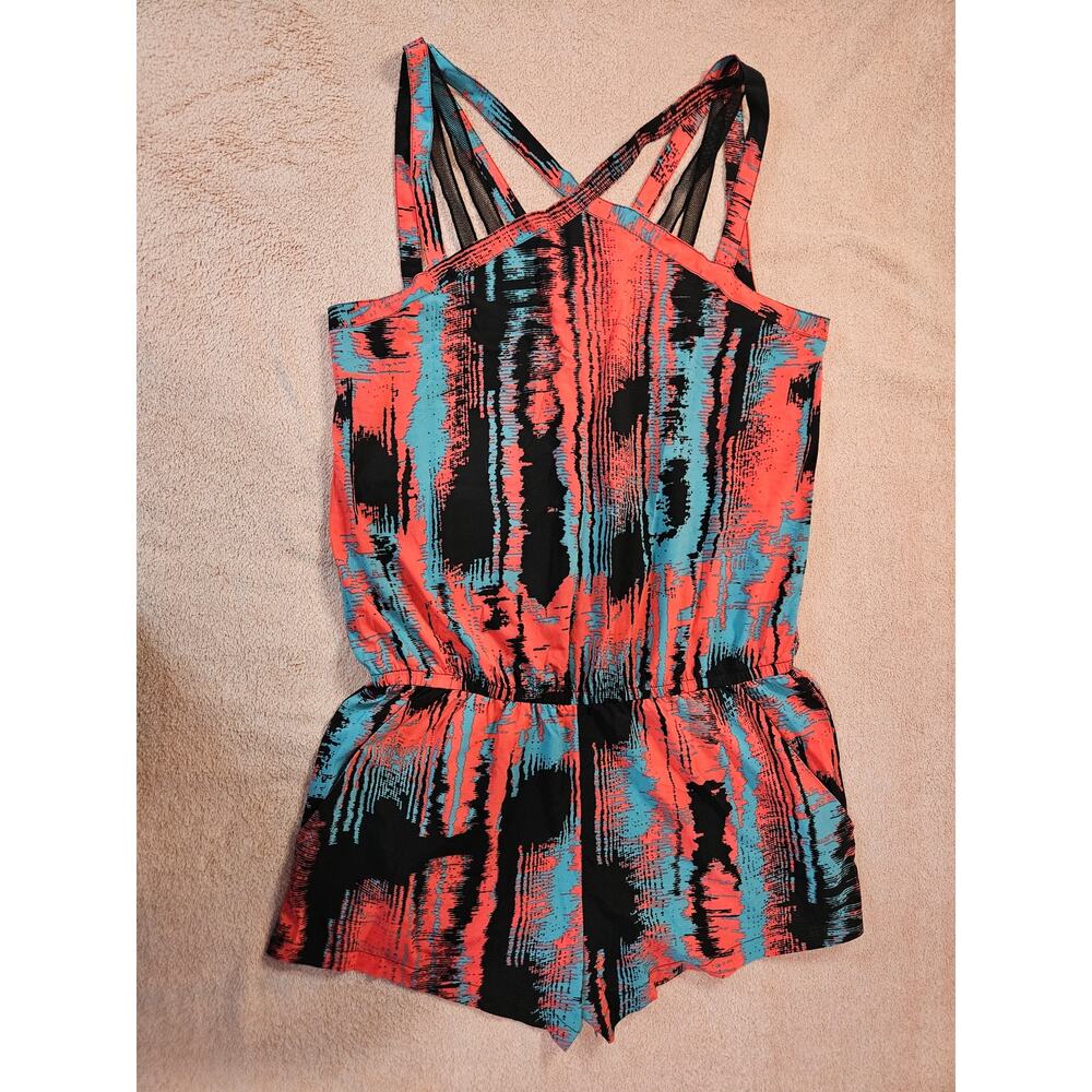 Fabletics Liza Romper in Heat Wave Print Strappy Mesh Detail Women's Large - Picture 3 of 9
